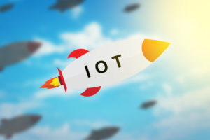group of IOT or internet of things flat design rocket
